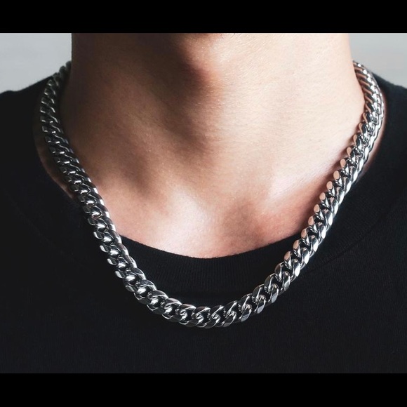 Silver Miami Cuban Link Chain 10mm Necklace - Picture 4 of 4